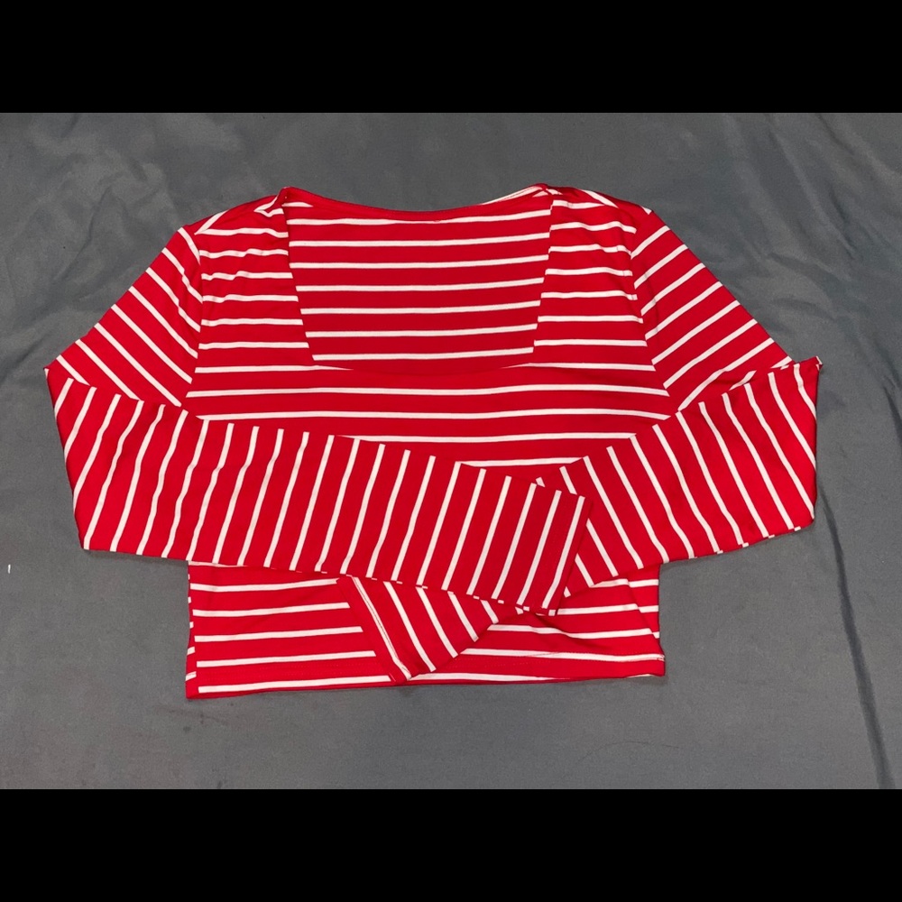 Red and white striped crop top